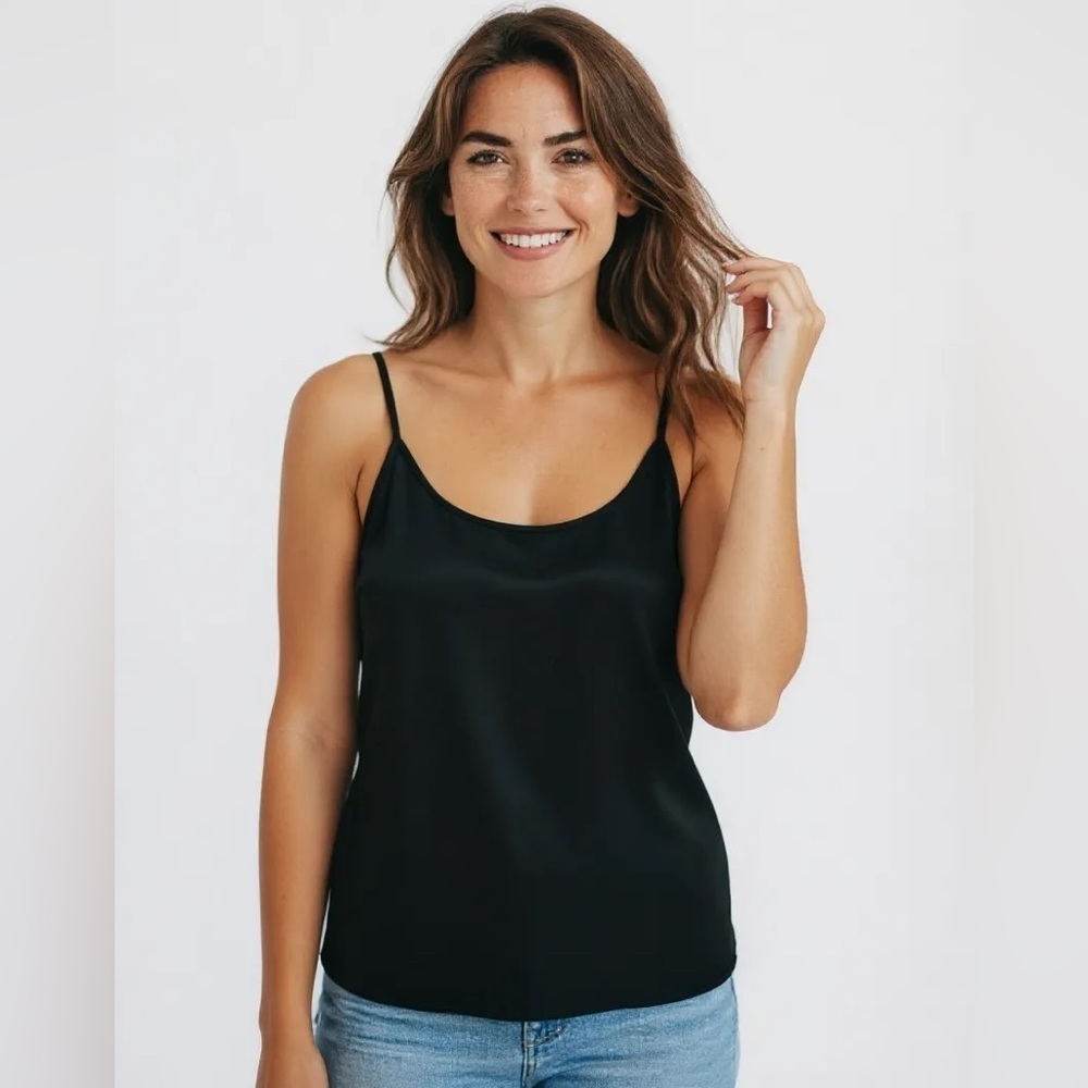 AJ BARI Size 8 M Vintage Black Crepe Tank Top Camisole